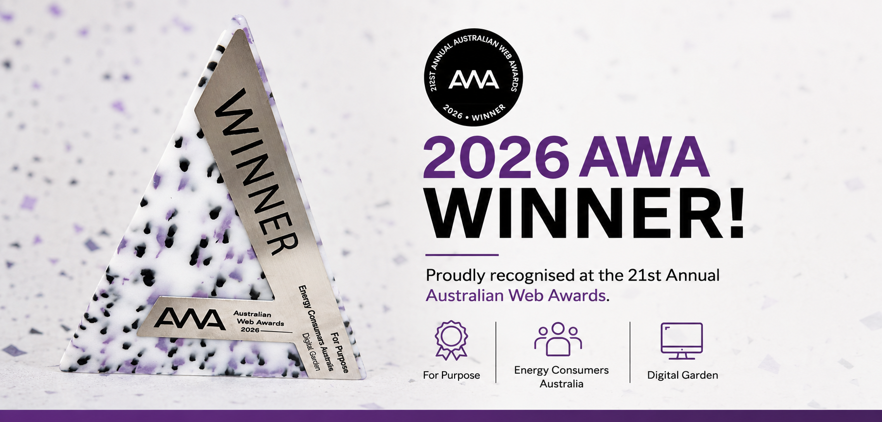 Energy Consumers Australia wins ‘Best For Purpose Website’ at the Australian Web Awards 2026